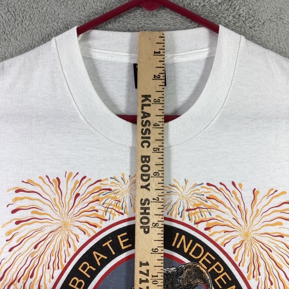Vintage Patriotic Graphic T-Shirt Adult XL White Bald Eagle July 4th America SS - Picture 9 of 13